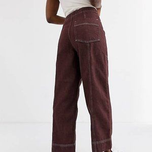 Weekday High Waist Wide Leg Cargo Carpenter Painter Pants Size 34